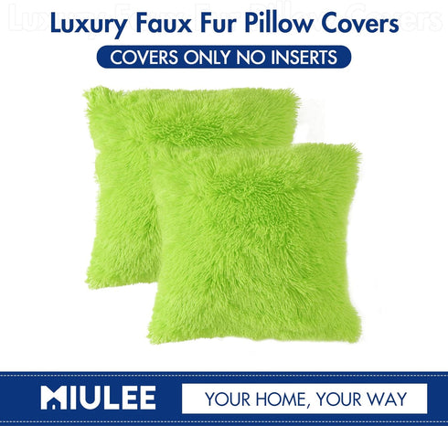 MIULEE Pack of 2 Luxury Faux Fur Throw Pillow Cover Deluxe Winter Decorative Plush Pillow Case Cushion Cover Shell for Sofa Bedroom Car Spring 18x...