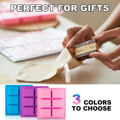 2 Pack Silicone Soap Molds, 6 Cavities Rectangle Silicone Soap Molds, Great for Homemade Craft Soap Mold, Chocolate Mold, Cake Mold ? Ice Cube Tra...