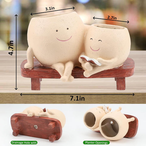 Smiley Face Planter Pots for Plants, Cute Head Planter, Indoor Outdoor Unique Chair Succulent Flower Pots, Modern Lady Head Vase Girl Face Planter...