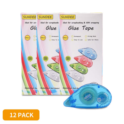 Glue Runner Permanent, Double Sided Adhesive Scrapbook Runner Tape Roller, 0.3-inch by 360-Inch, Permanent Adhesive Dots Roller Applicator, 12 Pac...