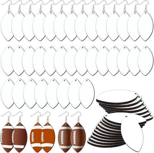 Whaline 36Pcs Sublimation Blank Football Earrings Bulk Double-Sided Heat Transfer Sublimation MDF Earrings with Earring Hooks and Jump Rings for W...