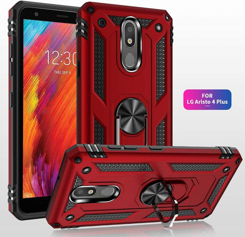 Military Grade Drop Impact for LG Aristo 4 Plus Case,LG Aristo 4+/Aristo4/K30 2019/Prime 2/Escape Plus Case Metal Rotating Ring Kickstand Holder M...