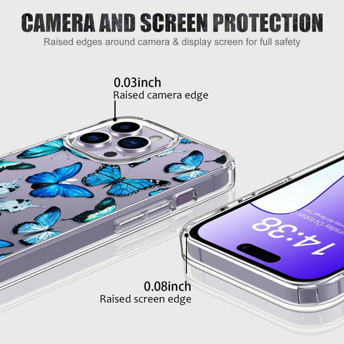 LUHOURI for iPhone 15 Pro Max Case with Screen Protector - Crystal Clear Cover - Fashionable Designs for Women and Girls -Slim Fit Shockproof Prot...