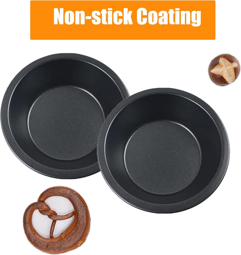 5Inch Mini Pie Pans, Pie Plates for Baking, 7.8Oz Round Bakeware Set for Baking Pies, Cakes, Tarts, Desserts - Black...