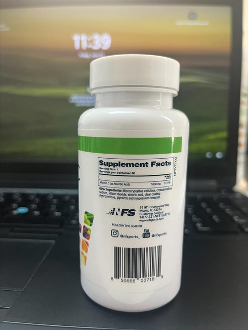 NF Sports Vitamin C 1000 mg Supports The Immune System, Formation of Collagen, Iron Absorption, and Maintenance of Cartilage, and Teeth, Vegan, Gl...