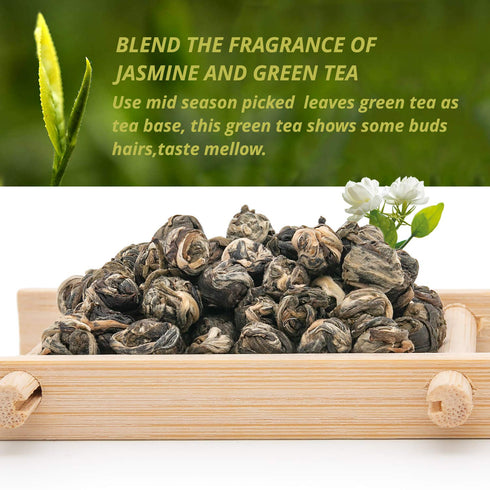 Oriarm 2025 Dragon Pearls Jasmine Green Tea - Chinese Jasmine Loose Leaf Tea, Hand-Rolled Tea Balls, 250g (8.8 oz) - Floral Aroma, Smooth Taste - ...