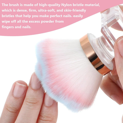 Nail Dust Brush for Acrylic Nail, Pink Rose Shape Nail Arts Powder Remover Brush, Soft Brush Crystal Base Nail Cleaning Brush Makeup Brushes Manic...