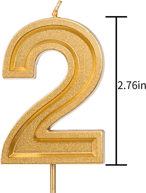 Luter 2.76 Inches Large Birthday Candles Gold Glitter Birthday Cake Candles Number Candles Cake Topper Decoration for Wedding Party Kids Adults (2...