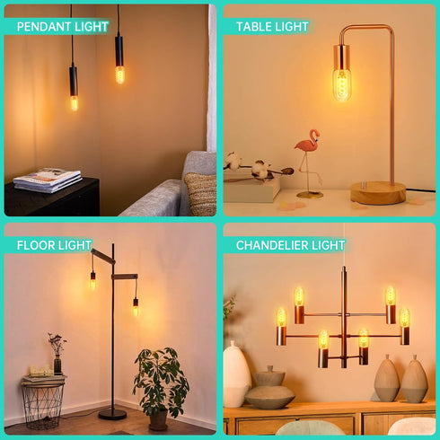 AMDTU Dimmable Edison Bulbs 60 Watts Equivalent, 600 Lumens LED Bulbs 7W, Ultra Filament Cross E26 Base Edison LED Bulbs, Warm Yellow 2200K T45 Am...