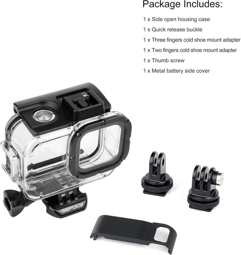 Skeleton Housing Case Side Open Housing Protective Case with Aluminum USB Pass Through Side Door Cover for GoPro Hero 9 10 11 12 Black - Charging ...