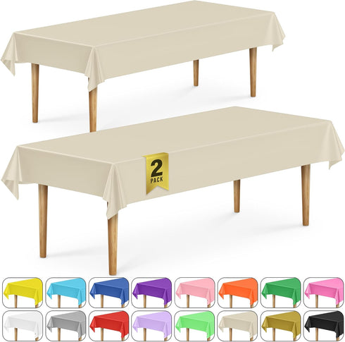 DecorRack 2 Rectangular Tablecloths BPA-Free Plastic, 54 x 108 inch, Dining Table Cloth, Rectangle Table Cover for Parties, Picnic, Camping and Ou...