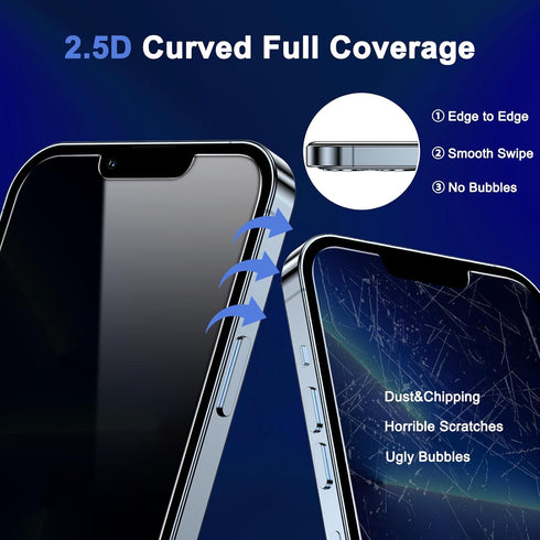 Asstar [2 Pack Privacy Screen Protector for iphone 13 Pro Max 6.7",9H Shatterproof Tempered Glass Screen Protector for iphone 13 Pro Max(Only),Cas...