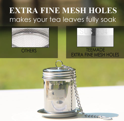 Tea Filter,Cooking Infuser with Extra Fine Mesh Tea Ball Strainers Threaded Connection 304 Stainless Steel with Extended Chain Hook to Brew Loose ...