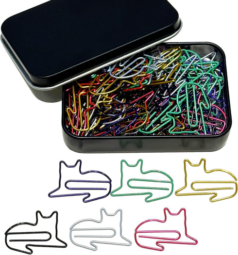 Cute Paper Clips, 65 pcs Cat Shaped Paper Clips Bookmarks, Fun Office Supplies Gifts for Women Men Teacher Girl Boy Student Cat Lovers...