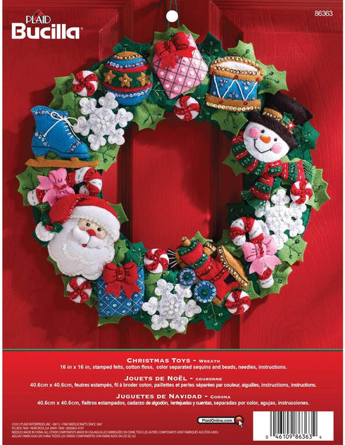 Bucilla Felt Applique Wall Hanging Wreath Kit, 15 by 15-Inch, 86363 Christmas Toys...