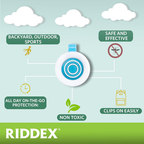 Riddex Mosquito Repellent Clips | 10 PCS | DEET Free | Waterproof Clip | Essential Oil...