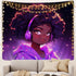 SARA NELL Tapestry Black Girl African American Girl Love Music Tapestries Hippie Art Wall Hanging Throw Tablecloth 50X60 Inches for Bedroom Living...