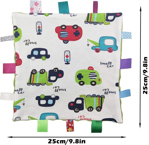 Inchant Boy Tag Security Blanket - Baby Car Plush Comforter Taggy Blankies, Pale Green Textured Underside...