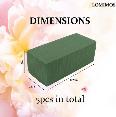 LOMIMOS 5PCS Wet Floral Foam Bricks,Florist Green Blocks Supplies for Flower Arrangement DIY Craft...