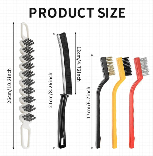 6 Pcs Cleaning Tool Set, Crevice Cleaning Brush, Hard Bristle Crevice Cleaning Brush with Bendable Brush Household Cleaning Tool, Stainless Steel ...