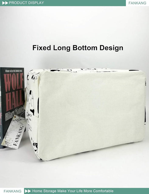FANKANG Storage Basket,Nursery Hamper Canvas Laundry Basket Foldable with Waterproof PE Coating Storage, Office, Bedroom, Clothes,Toys(L, Rec-cows...