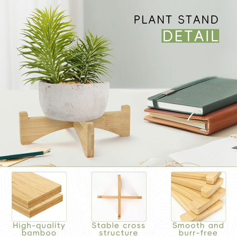 Bamboo Plant Stand Indoor Outdoor, Wooden Flower Pot Stand Fit 6 Inch Pots, Modern Planter Stand, Single Plant Holder Riser Rack Shelf for Patio H...