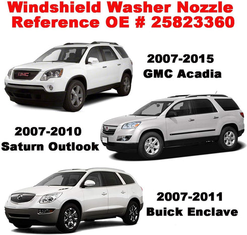 ZHParty 2 Pcs Front Windshield Washer Nozzle Wiper Spray Jet Kit fit for GMC Acadia 07-15, Chevroelt Traverse 09-17, Buick Enclave 07-11, Saturn O...
