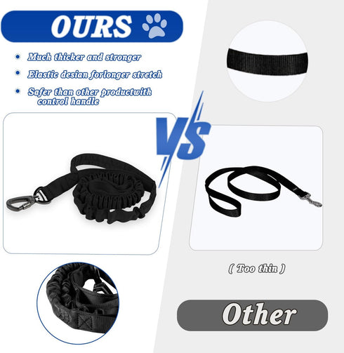 Tactical Dog Leash, Heavy Duty Dog Leash Bungee for Medium and Large Dogs, No Pull Dog Leash for Shock Absorption, 2 Handles Dog Training Leash(Ma...