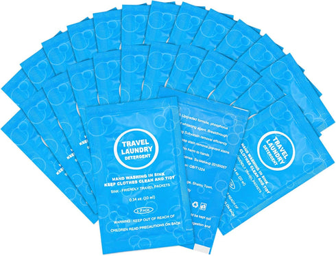 Travel Size Laundry Detergent Bulk, Individually Wrapped Cleaning Detergent Powder Sink Washing Liquid Soap Amenities for All Fabrics in Hotel Gue...