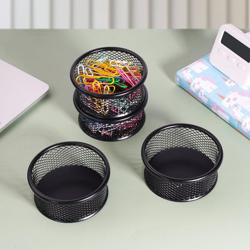Paper Clip Holder for Desk, Paper Clip Holders, Mesh Paperclip Holders Metal Paper Clip Dispenser Organizer for Desk Binder Clip Holder Container ...
