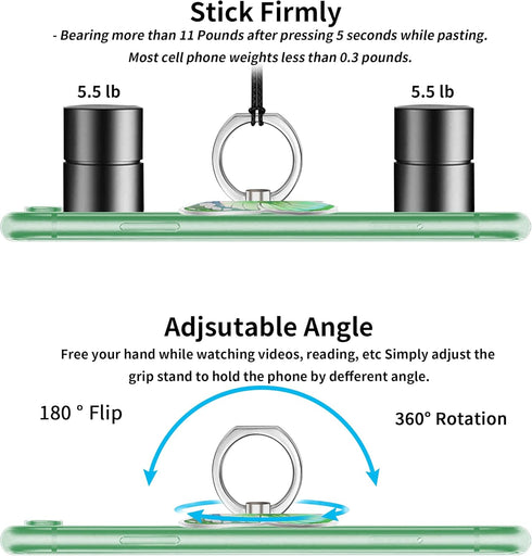 Green Metal Butterfly Cell Phone Ring Holder, Finger Kickstand Back Stand Hand Grip Compatible with Smartphone, Tablet, E-Reader, Etc.......