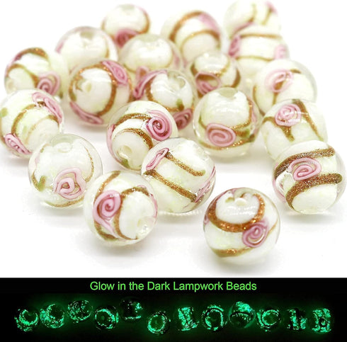 Artsy Crafts 20 Pcs Assorted Glow in The Dark Firefly Beads 12mm European Lampwork Luminous Glass Beads for Jewelry Making Charm Bracelet Necklace...