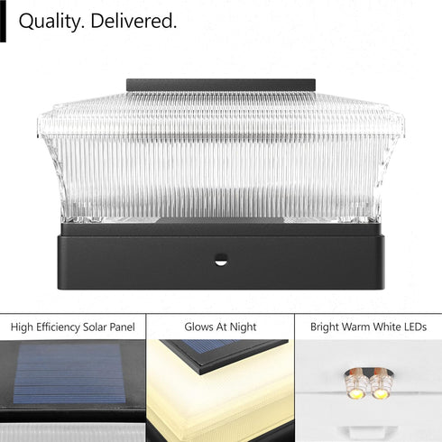 Davinci Lighting Cubed Solar Outdoor Post Cap Lights - 4x4 5x5 6x6 - Bright LED Light for Fence Deck Garden or Patio Posts (1 Pack)...