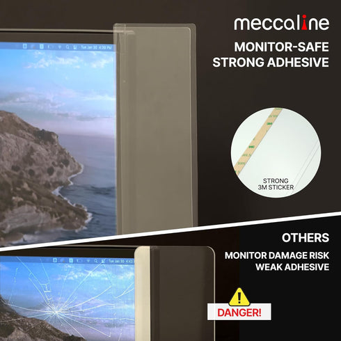 Monitor Memo Board 2Pcs - Flexible Clear PET Computer Screen Sticky Note Holder - Side Panel Message Organizer - Versatile Office Desk Accessories...