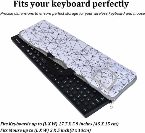 Neoprene Keyboard Carrying Case with Mouse Bag for Logitech MK270 Wireless Keyboard and Mouse Combo-Wireless Keyboard Sleeve (White)...