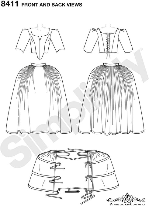 Simplicity 8411 18th Century Gown and Panniers Women's Historical Costume Sewing Pattern, Sizes 6-14...