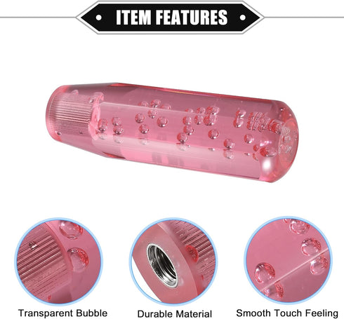 Gear Shift Knob Stick, 15cm Faux Crystal Transparent Bubble Gear Shifter Universal for Manual Transmission Vehicle Durable Acrylic Pink with Adapt...
