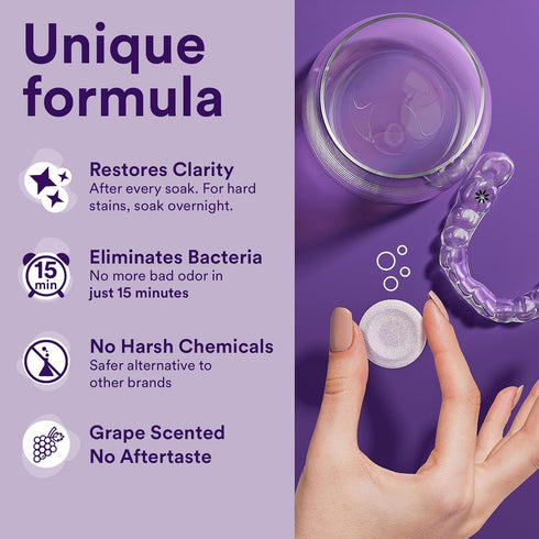 Retainer Cleaner Tablets, Invisalign Cleaner, Remove Stains, Odors & Plaque, Night Guard Cleaner, FSA & HSA Eligible, 4-Months Supply, Denture Cle...