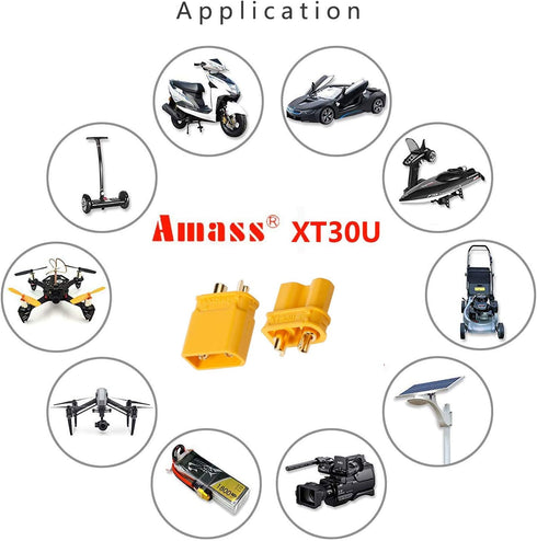 10Pairs Amass XT30 Connector Male Female XT30U Bullet Plug Heat Shrink for Battery ESC Charger Lead...