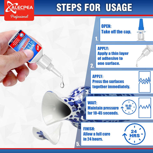 2Pack 30g Ceramic Super Glue for Porcelain and Pottery Repair - Rapid-Setting, Waterproof Adhesive for Porcelain, Pottery, Dishes, Tiles, DIY Craf...