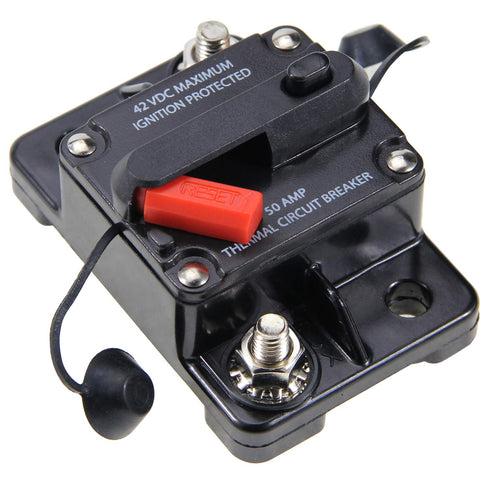 ZOOKOTO 50 Amp Car Automotive Marine Boat Audio Circuit Breaker with Manual Reset, 12V- 42VDC, Waterproof (50A)...