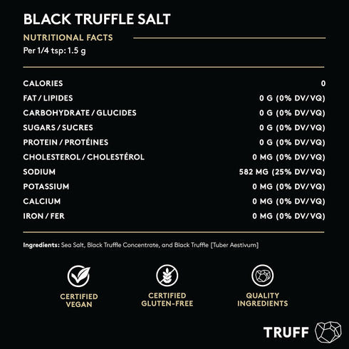 TRUFF Black Truffle Salt, Fine and Coarse Sea Salt, Dried Black Summer Truffles, Specialty Seasoning for A Truly Aromatic Flavor Experience, For t...