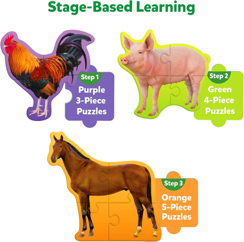 Skillmatics Step by Step Puzzle - 40 Piece Farm Animal Jigsaw & Toddler Puzzles, Educational Montessori Toy for Boys & Girls, Gifts for Kids Ages ...