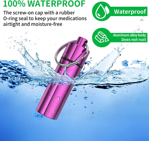 Small Keychain Pill Container(5 Pack), Portable Travel Pill Box Waterproof Metal Pill Case Keychain Mini Medicine Bottle Holder for Purse with Key...