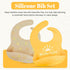 PARKER & ELOWYN Soft Waterproof Silicone Bib Set of 2, Unisex Baby Toddler, BPA free, Non-Toxic, Food Catcher, Easy Clean...