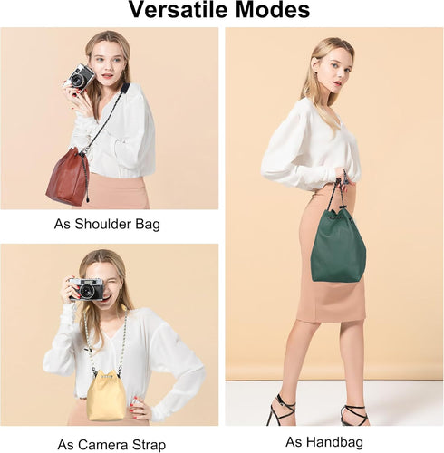 Camera Case, Camera Bag with Removable Strap, Crossbody Camera Bag for DSLR/SLR/Camera Lens, Waterproof Leather Camera Bag for Photography, Suitab...