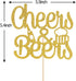 Gold Glitter Cheers & Beers Cake Topper Happy Birthday Party - Engagement - Graduation Birthday - Wedding Party Decorations...