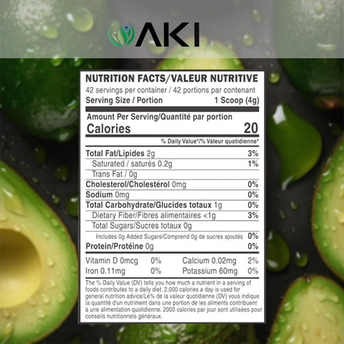 AKI Avocado Superfood Powder (6oz/170g) - Rich in Nutrients, Vitamins, Omega 3 & Antioxidants - Ideal for Smoothies, Yogurt or Milkshake Popsicles...