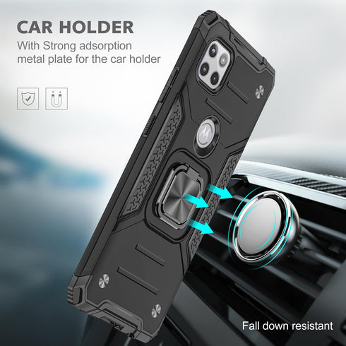 for Moto One 5G Ace Case Military Grade Built-in Kickstand Case with Stand Holster Armor Heavy Duty Shockproof Cover Protective Case for Motorola ...