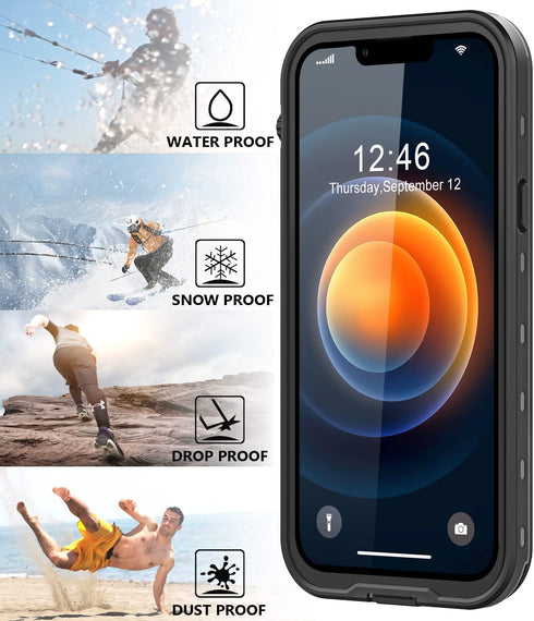 for iPhone 12 Pro Max Waterproof Case with Built-in Screen Protector, Shockproof Dustproof Full Body Protective IP68 Waterproof Phone Case for iPh...